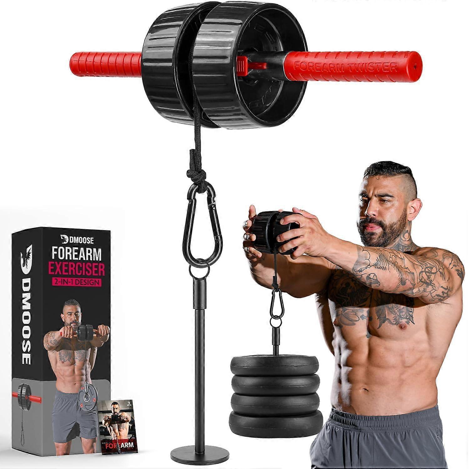 Forearm Strengthener & Wrist Roller 2 in 1 Arm Exerciser with Non-Slip Grip, Durable Nylon Rope for Elbow Tendonitis Relief