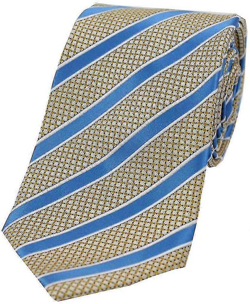 Cravate en polyester rayé JiaWei - Bleu ciel/Beige kvK