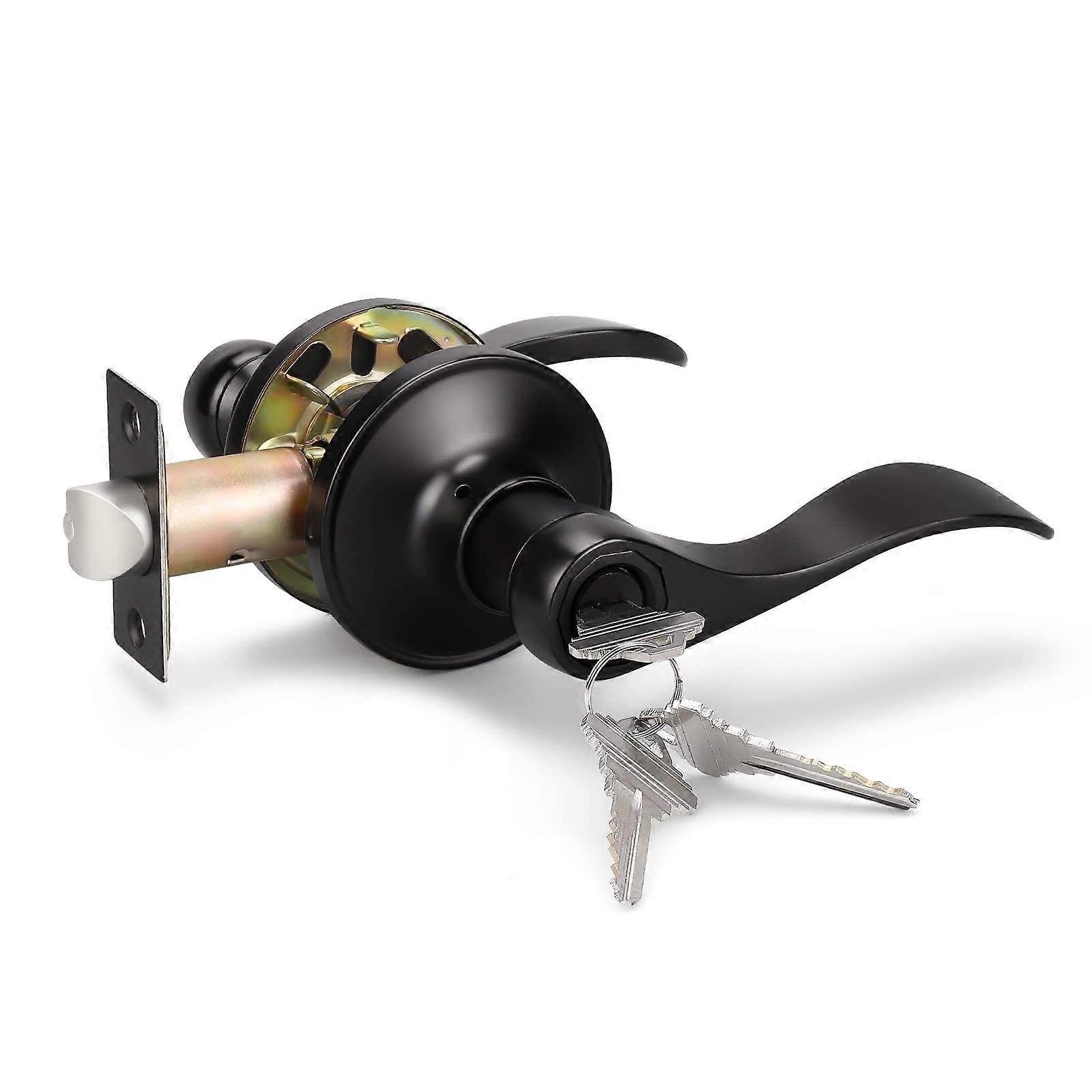 Wave Style Door Lever Lock Set - Black Gate Handle with Switching Mechanism for Easy Installation and Compatibility
