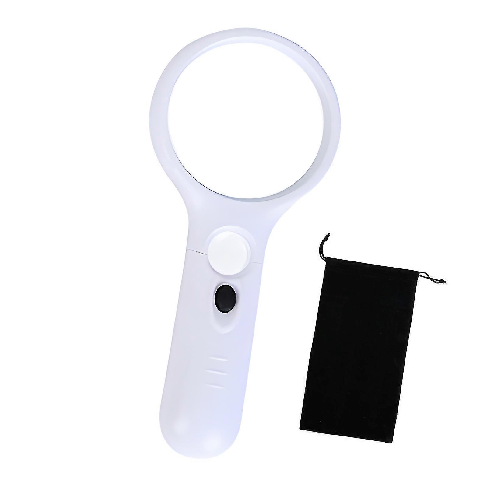 Magnifying Glass with Light, Magnifier 45X 3X Handheld Illuminated Lighted Magnifier with 3 LED Lights Storage Bag White