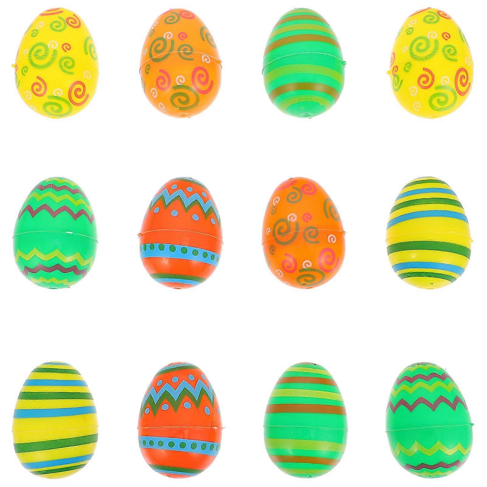 12pcs Colorful Plastic Easter Egg Creative Simulation Easter Egg Toys Party Supplies