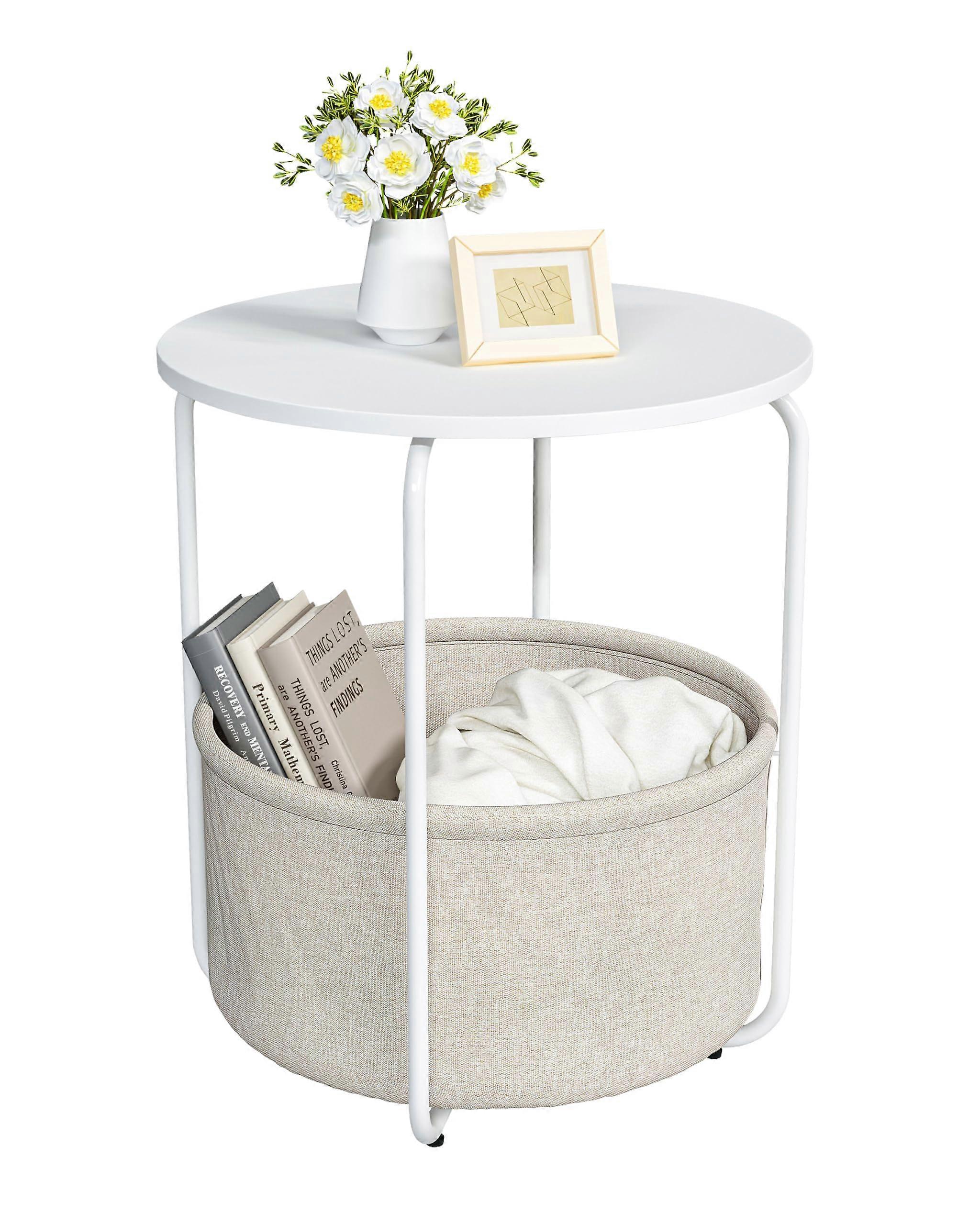 Round End Table, Side Table for Living Room, Small Bedside Table for Small Spaces