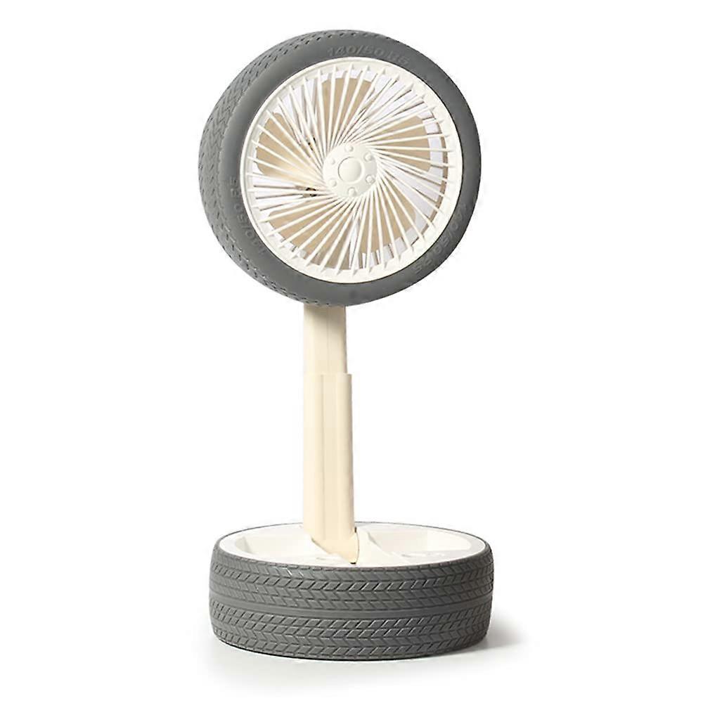 Personal Fan Retractable Mini USB Desk Fan With Light Foldable Wheel Design White Small Desktop Fan
