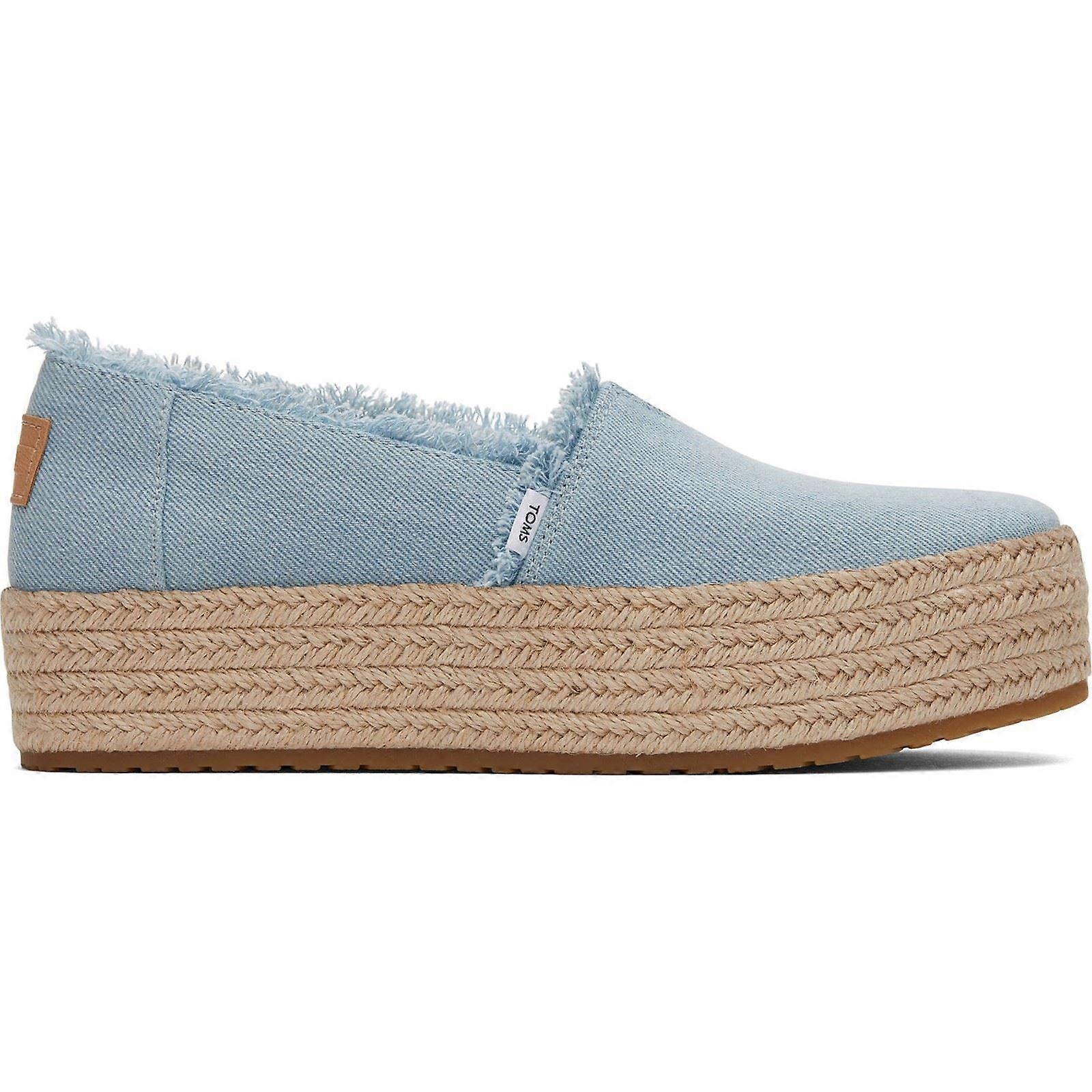 TOMS ולנסיה כחול 100% כותנה נשי להחליק על נעלי נשים-4