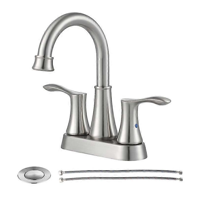 Bathroom Basin Mixer Tap, 2 Hole Dual Lever Bathroom Sink Tap Vintage Style 360 Swivel Spout Gold Kitchen Tap for Bathroom Sink, Cold and Hot Mixer Ta