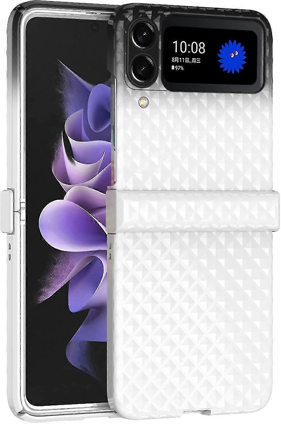 Rainbow Gradient Color Slim Pc Phone Case Compatible Samsung Galaxy Z Flip 4 With Hinge Protection