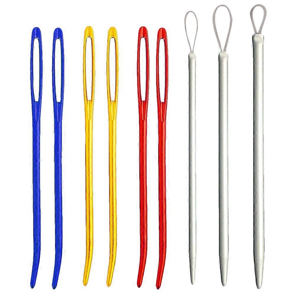 9 قطع عازمة طرف نسيج الإبر وإبر الصوف إبر الألومنيوم كبيرة العين لخياطة الحياكة