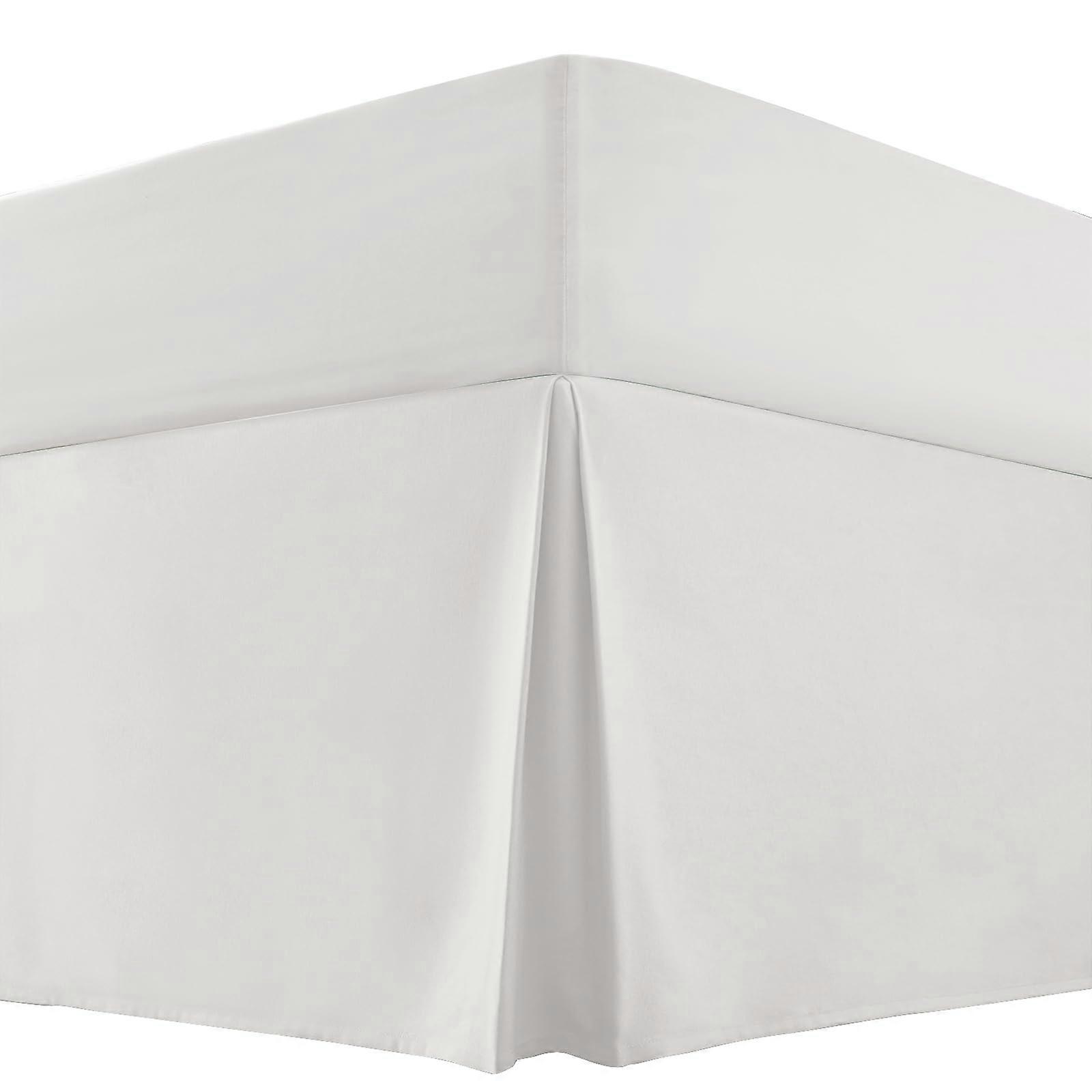 14 Inch Drop Bed Skirt King Size, Microfiber Tailored Style Bedskirt Elegant Pleated Design Platform King Bed Skirt, White