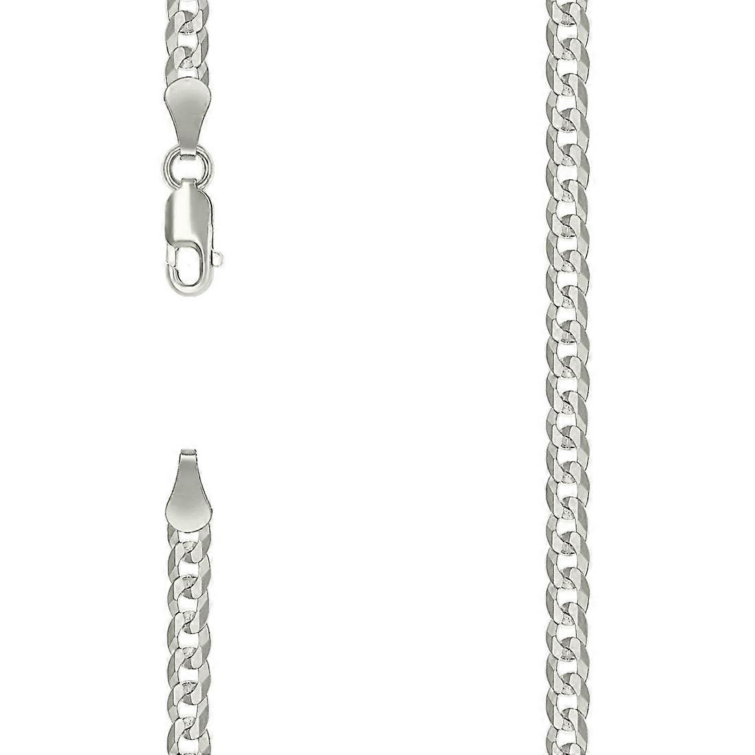 925スターリングシルバーソリッドスーパーフラットコンフォートカーブチェーン-シルバー3.7mmブレスレットリンク-女性と男性のためのブレスレット-長さ: