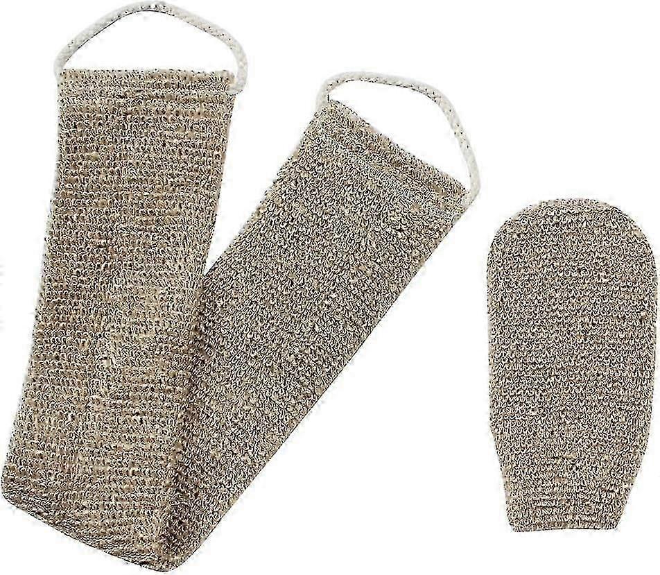 Hemp Back Scrubber Natural Exfoliating Back Strap with Gloves Exfoliating Loofah Back Scrubber with Handle-Good