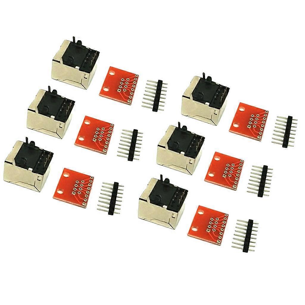 6pcs RJ45 Connectors and Board Adapter Set for Ethernet Jacks