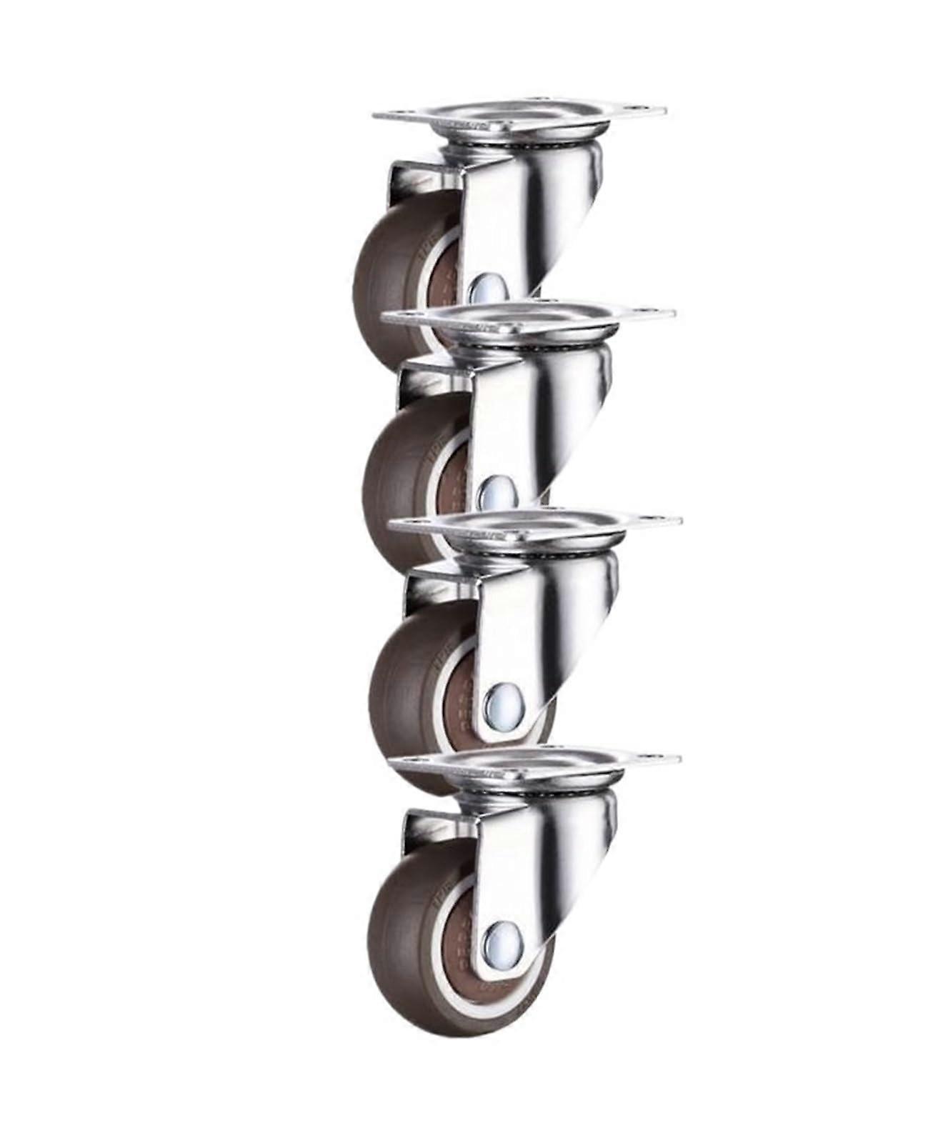 1 Inch Flat Bottom Rubber TPR Swivel Wheel Caster - 4 Pieces Small Size Silent Caster with Small Base