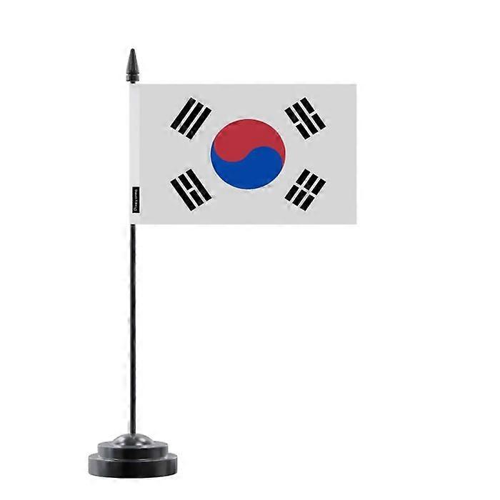 Table Flag of South Korea – 14 x 21 cm – Polyester – Black Plastic Base