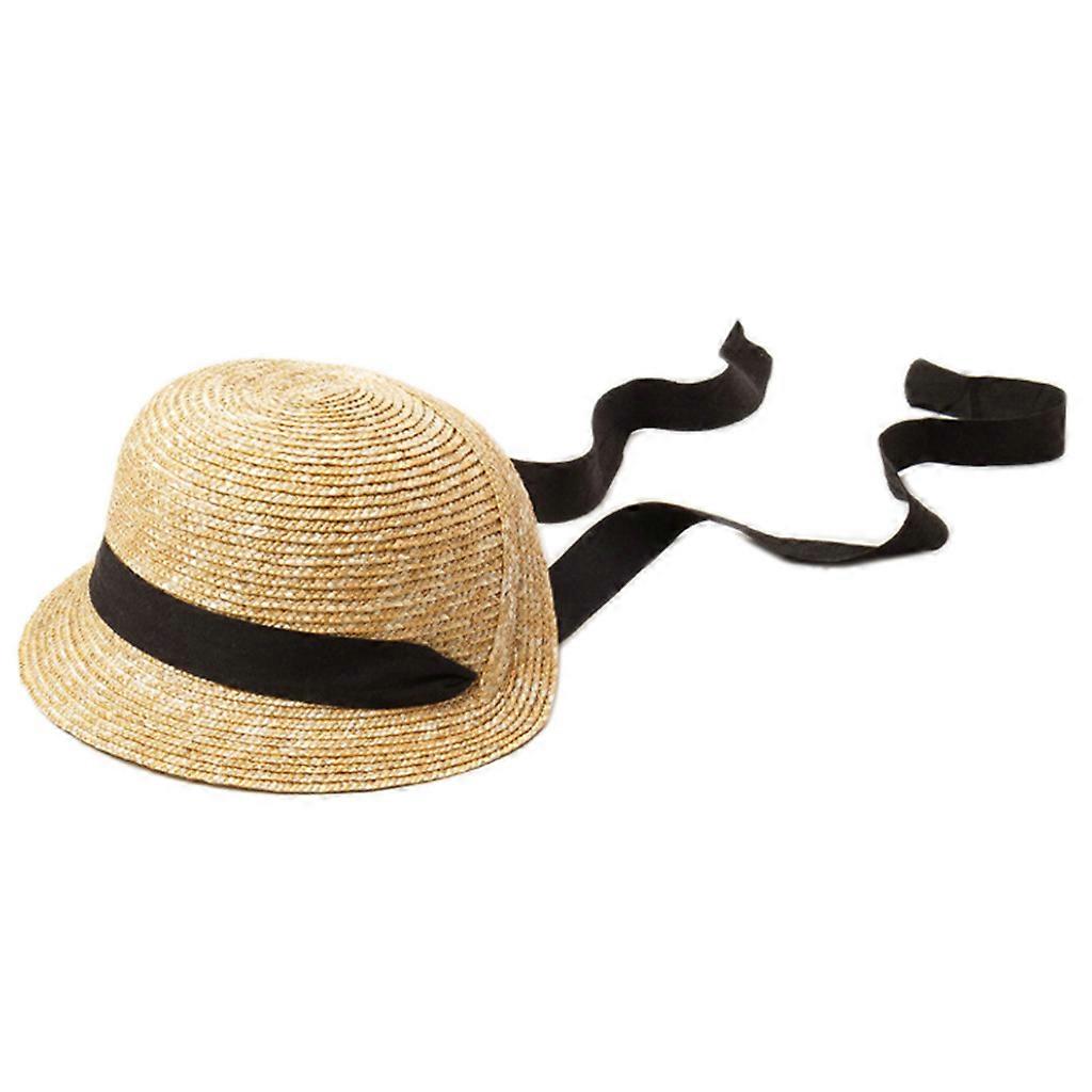Chic Straw Hat Packable Cap Embellished with Textured Ribbon Travel Companion Reduce UV Harm Protect Delicate Skin Multicolor