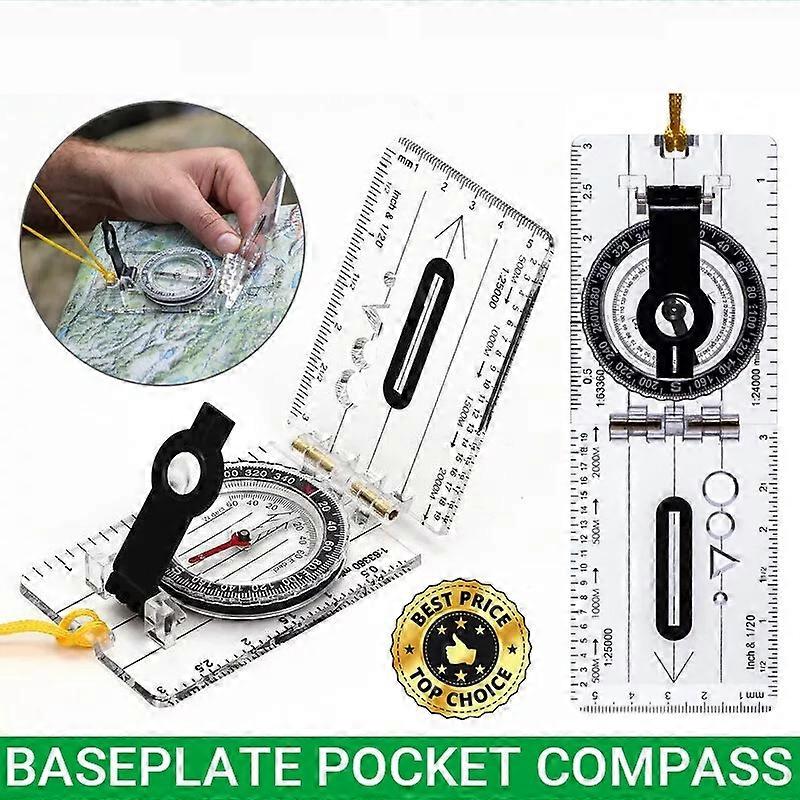 Baseplate Pocket Compass Military Orienteering Hiking Camping Maps Lensatic Army