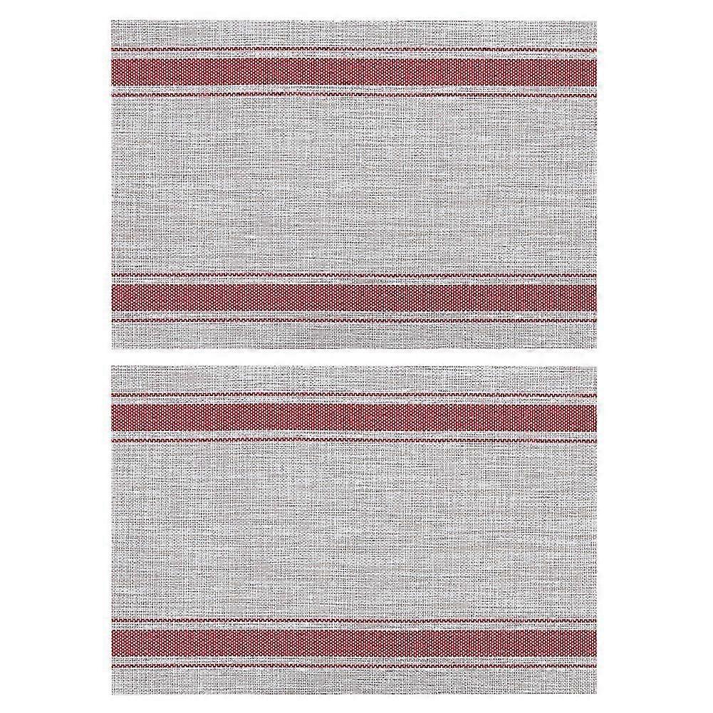 2Pcs PVC Stripe Heat Insulation Placemats for Tableware Decoration