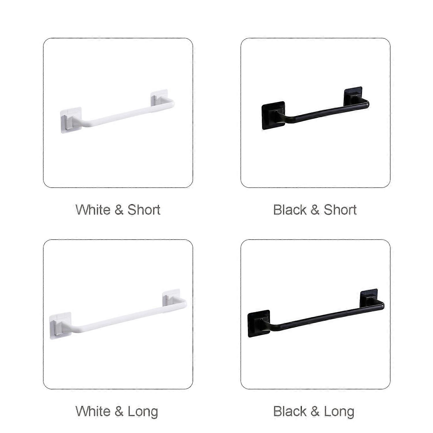 Nail-Free Wall Mount Towel Bar 24cm/35cm White Black PP