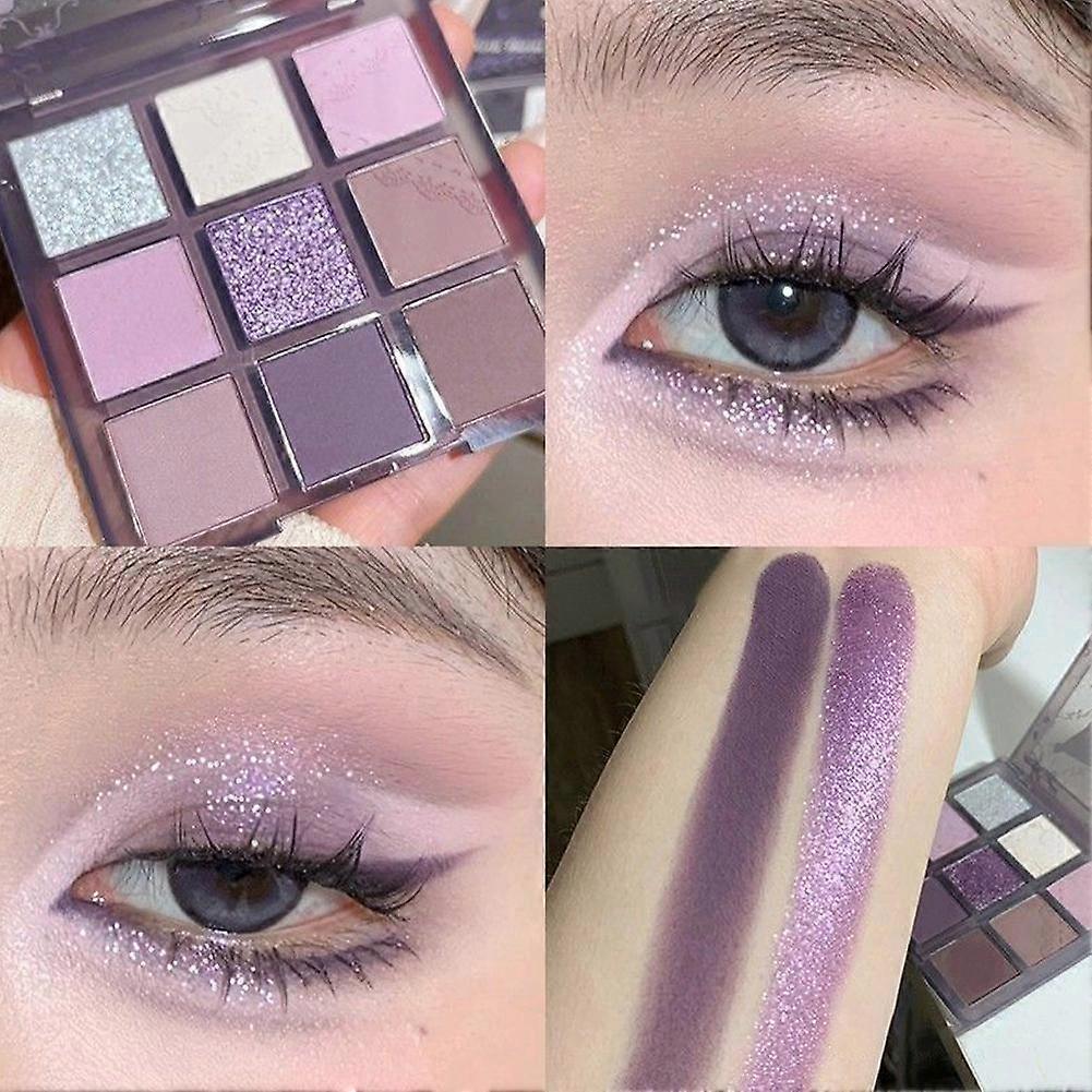 Smoky Purple Lace (A)$Girls Nine-color Eyeshadow Palette Smoky Purple Lace Pearlescent Matte Highlight Gray Purple Hot Girl Multifunctional