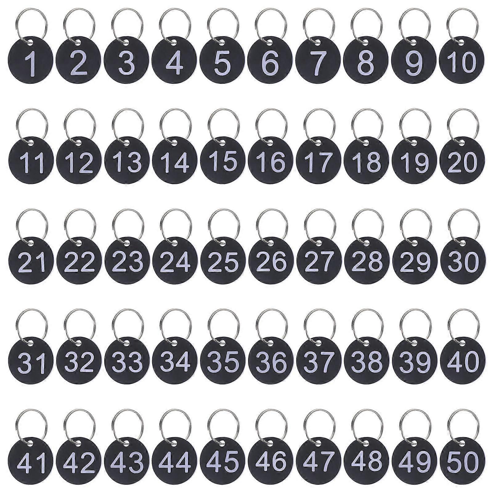 Portable Round Number Tags with Rings – Compact Acrylic Identification Tags for Restaurants, Schools, and Shopping Malls – 50 Sets Easy to Use