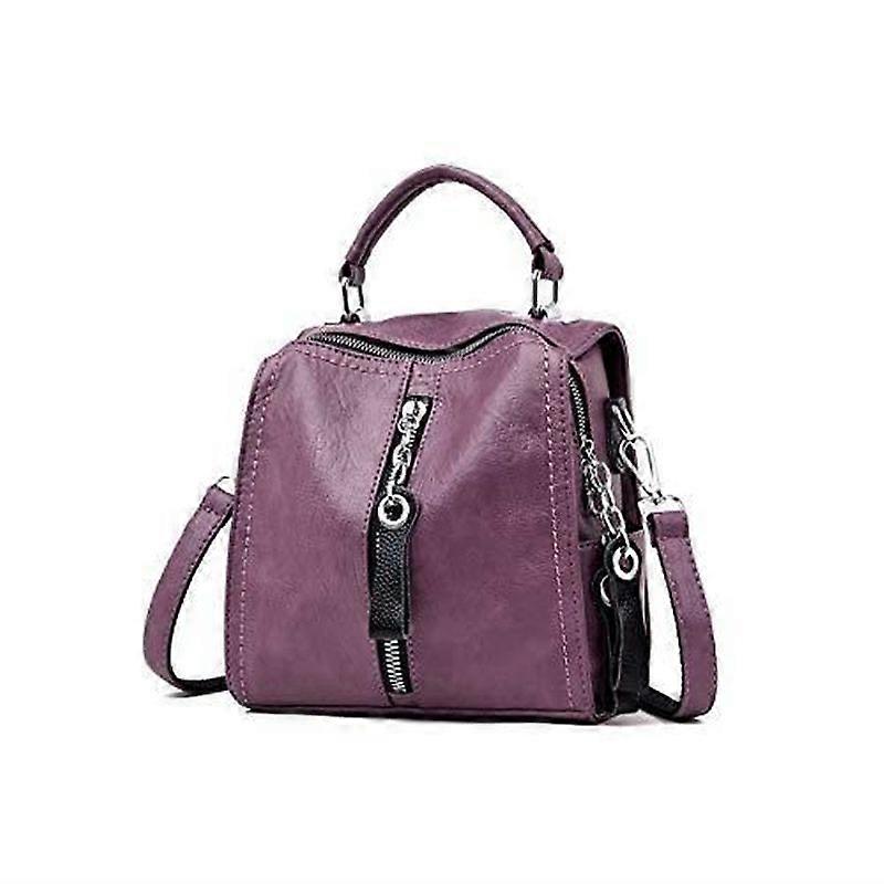 Soft Leather Backpack - Brand - Model - Purple - Lightweight - Elegant