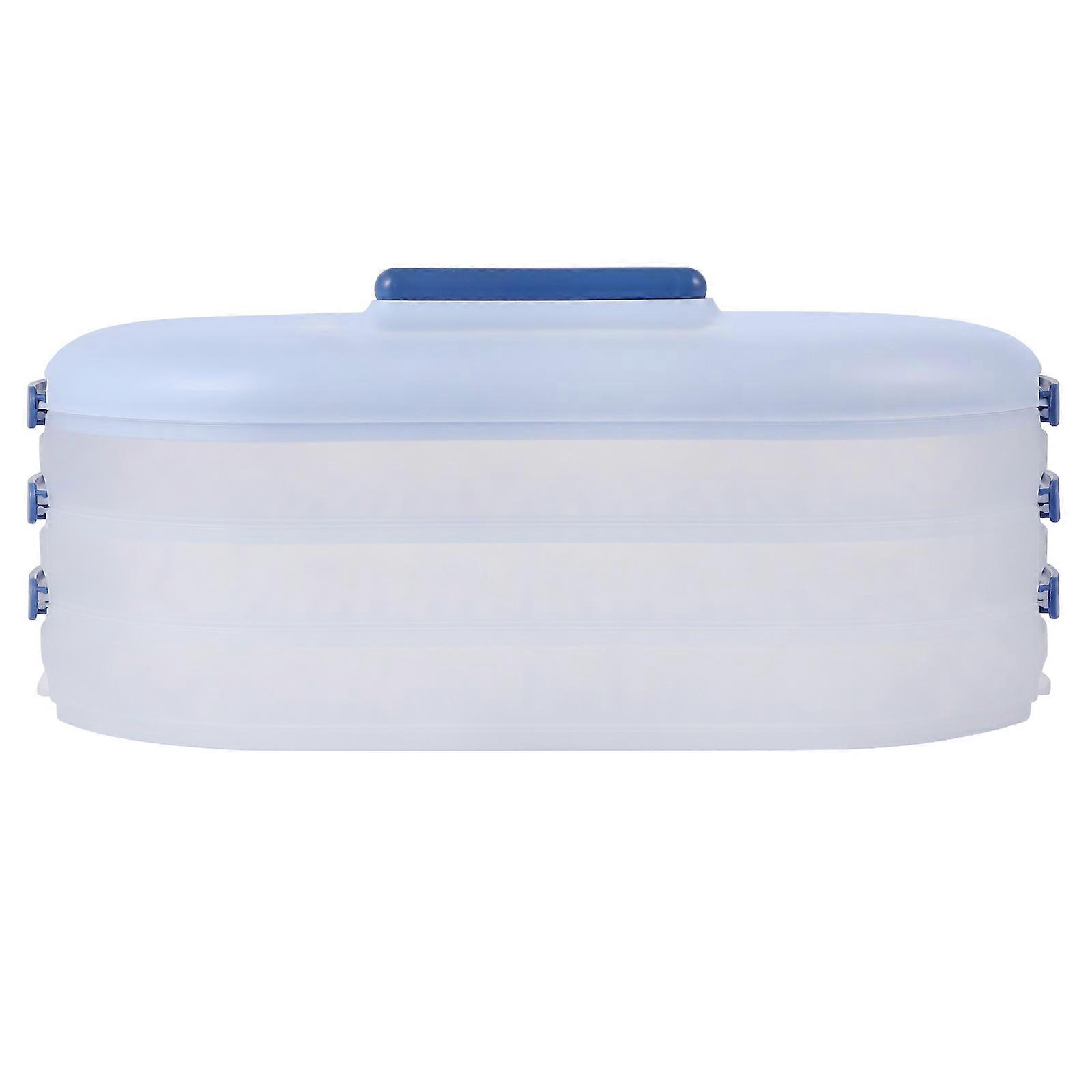 Food Storage Containers For Freezer Refrigerator Dumpling Case Rectangular Blue 35X20X12.5CM Nonslip Edges 1Pcs