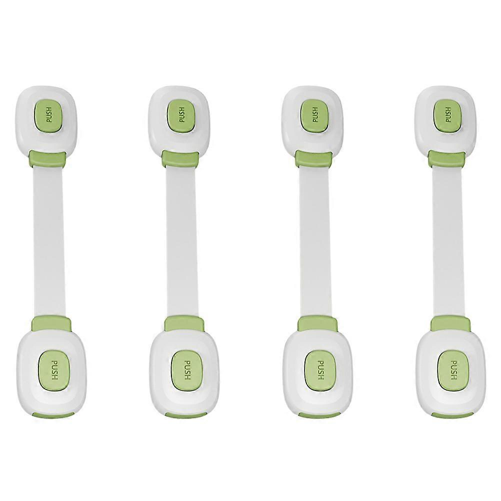 Childproof Safety Latches with Adhesive Backing 4pcs Green ABS PE Material for Cabinets and Drawers