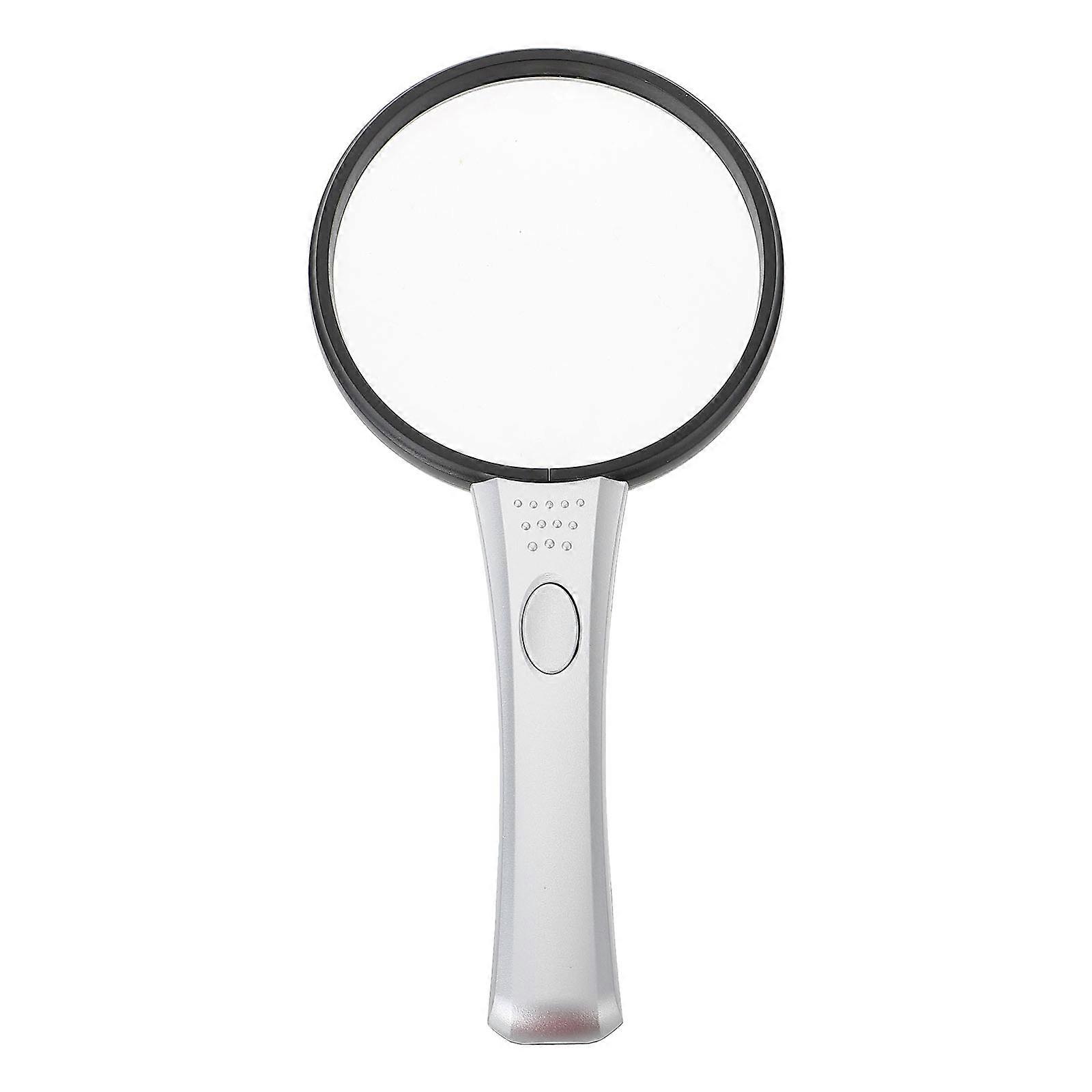 Reading Magnifier with LED Light for Elderly High Definition without Distortion ABS Silver 1pc