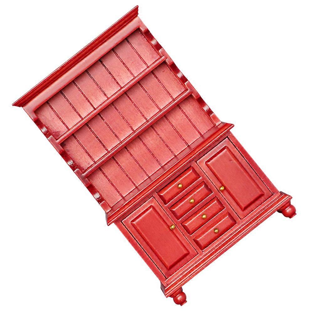 Miniature Display Book Shelf Realistic Design For Mini Landscape Educational Tool Red 16.3X10.1X4cm 1Pcs