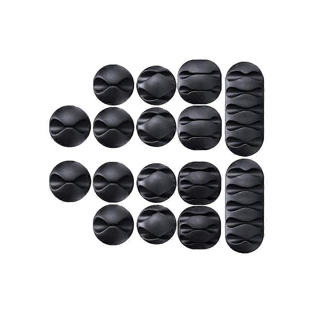 Cord Organizer Clips Rectangular Shape Mini Style for Office Workers 16Pcs Black