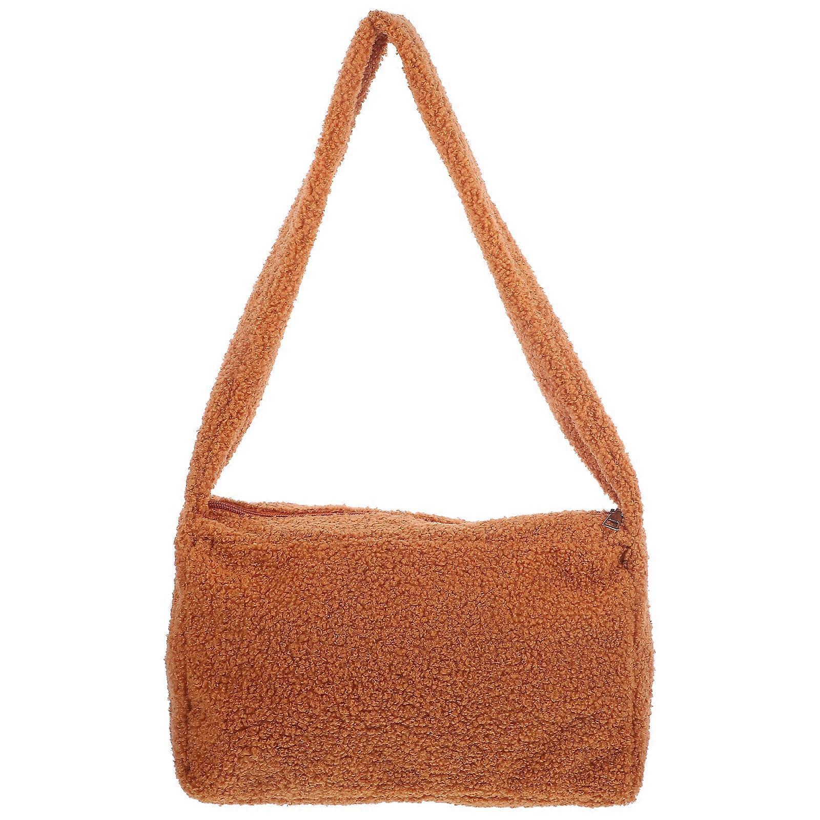 Tote Bag Handbag Winter Casual Outing Versatile Handbag Rectangular Style Red Plush 1Pcs
