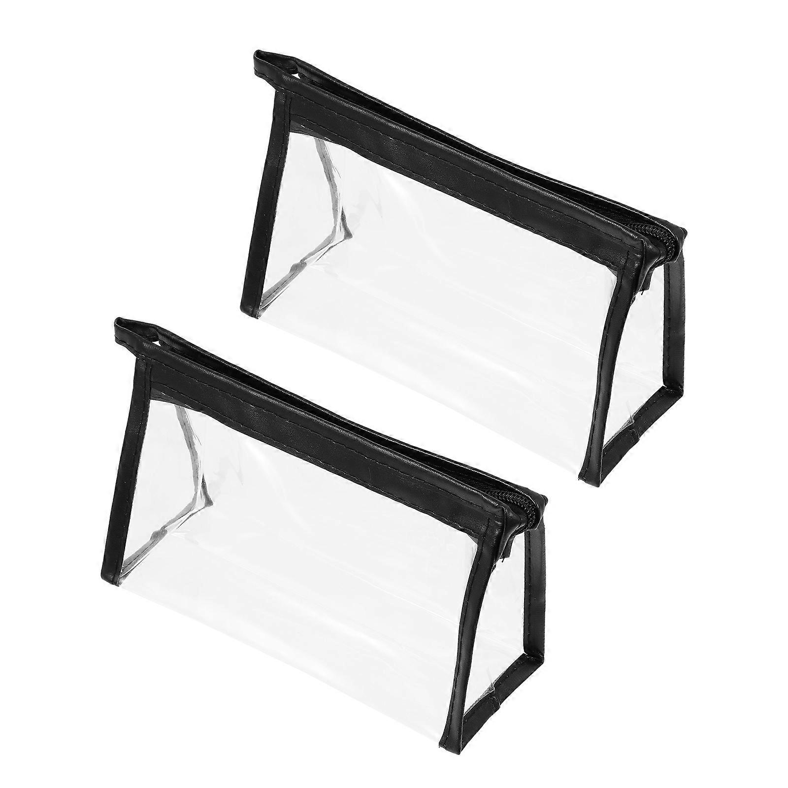 Stationery Storage Bag Pencil Bag Multifunctional Organizer Triangle Shape Black 20.5X12.8X7.5CM PVC Material 2Pcs