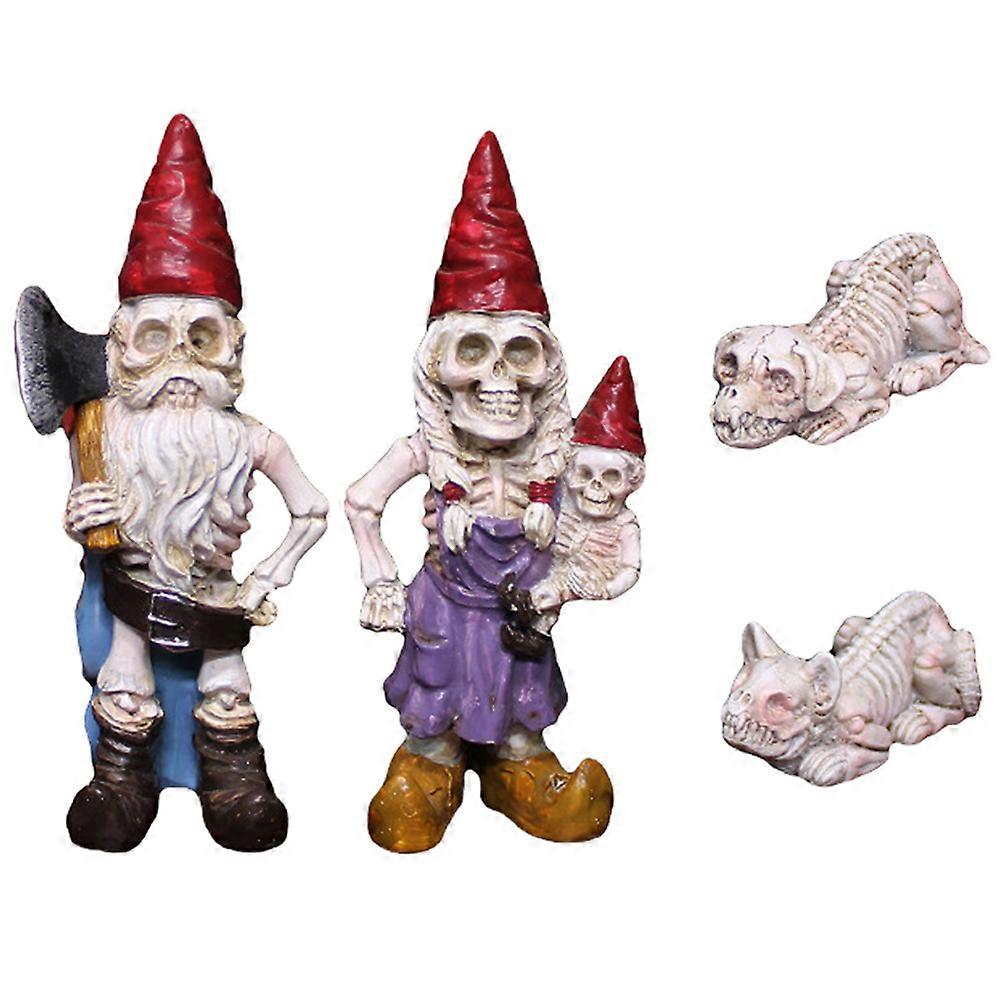 Resin Decoration Skeleton Statue Garden Decor Patio Lightweight Safe and Strong 10.8x4.6cm 4Pcs