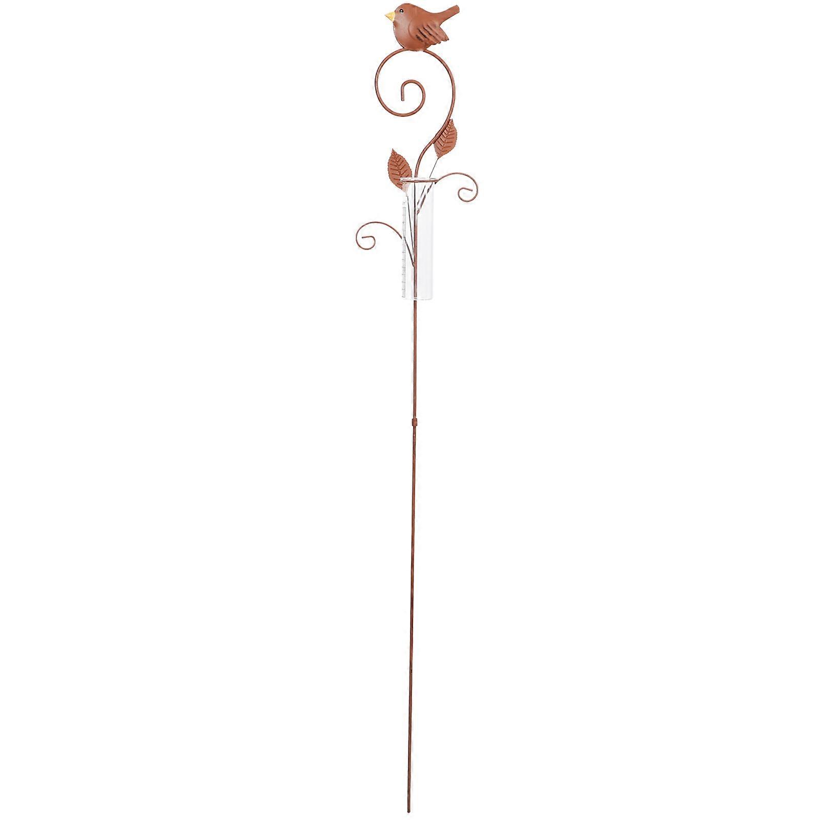 Rain Measurer Tool with Stake for Garden Decorative Lawn Rain Gauge Brown 40.2X6.3X2.2in 1Set