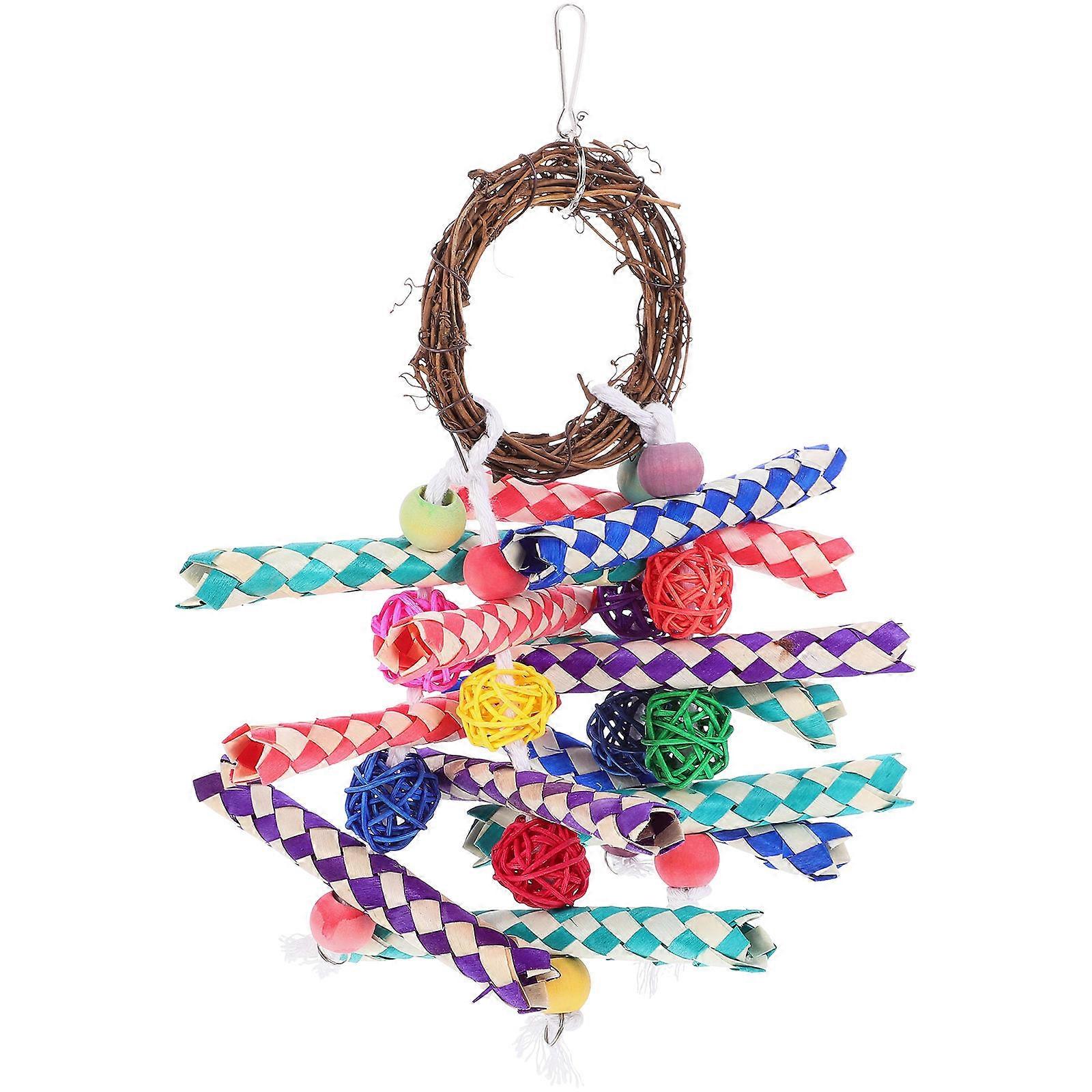 Natural Rattan Ball for Parrots with Built in Hook – Durable Chew and Climbing Toy for Budgies, Cockatiels, Conures and Parakeets – Cage Hanging Bite