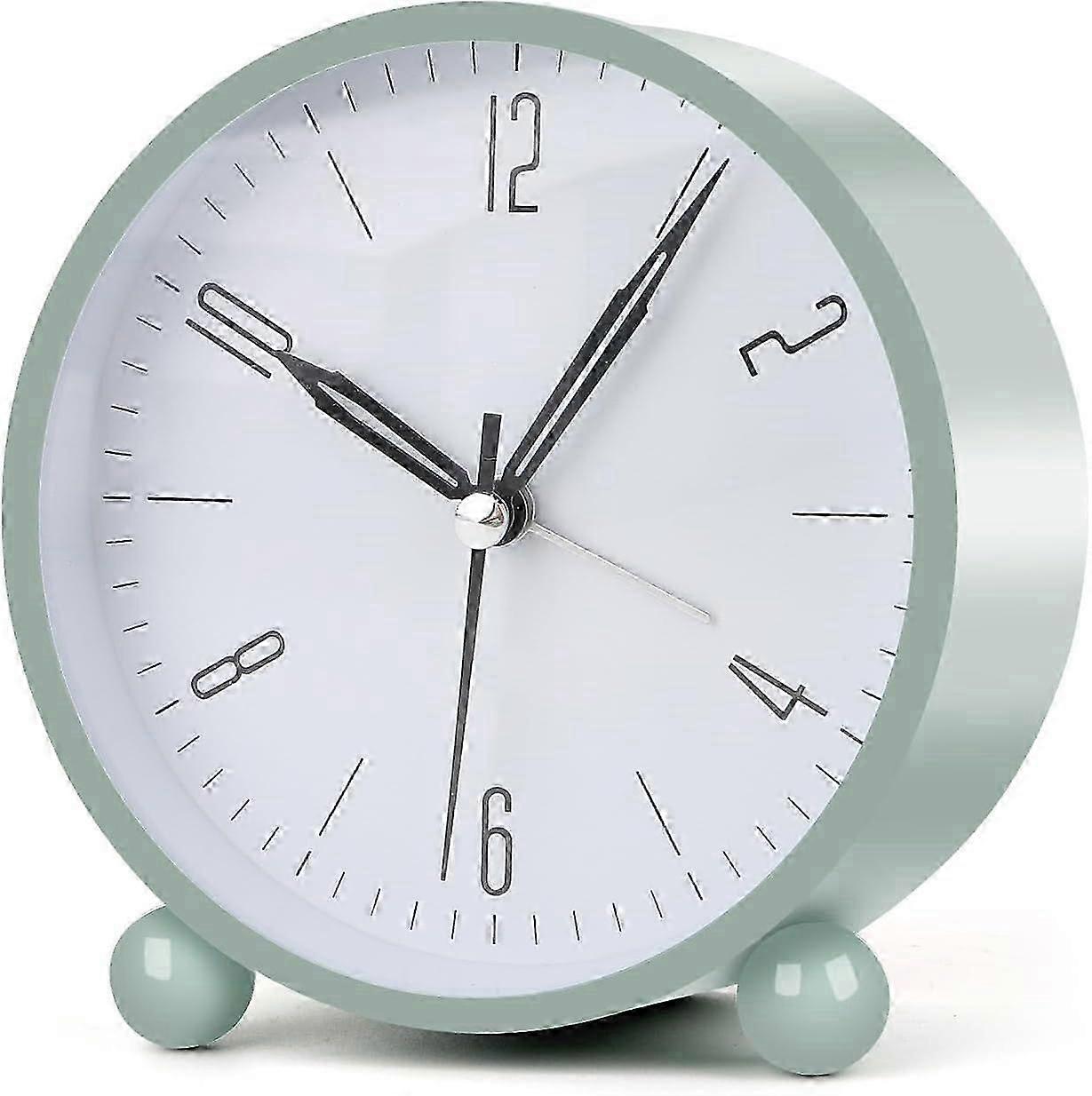 Analog Alarm Clocks for Bedrooms,4 inch Silent Non Ticking Battery Operated with Night Light,Small Retro Simple Design Clock for Table, Bedside,Desk,T