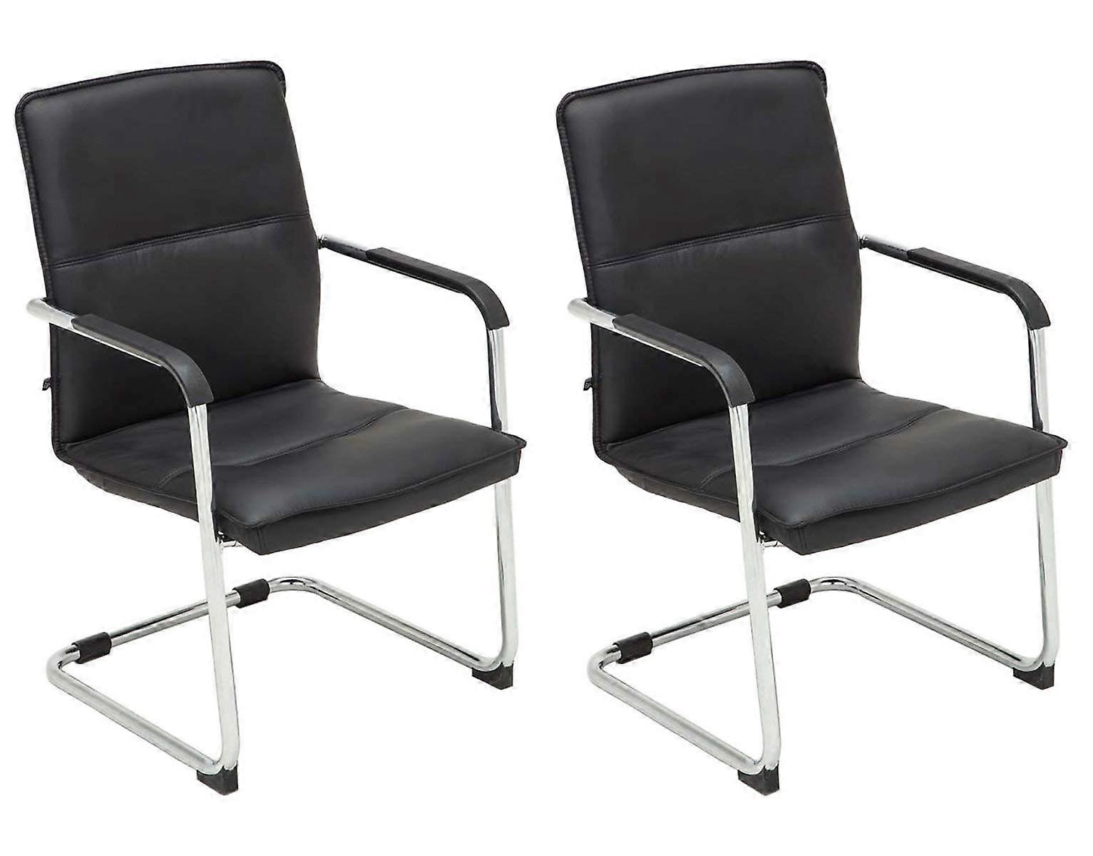 Seattle Cantilever Chairs with Armrests, High-Quality Faux Leather Conference Chairs, Black Color, Comfortable Padding