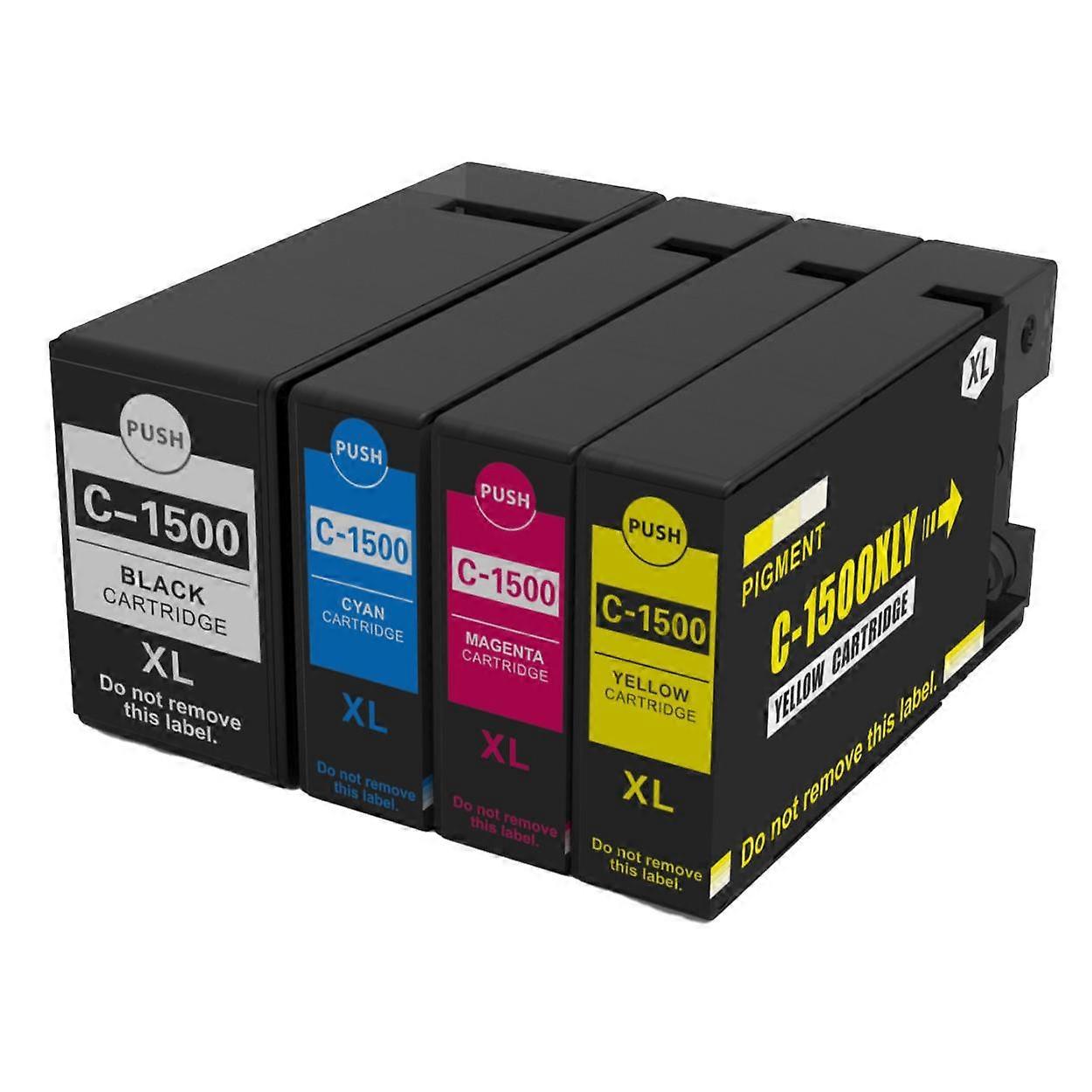 Go Inks Συμβατό σετ δοχείων μελανιού PGI-1500, πακέτο 4, μαύρο/κυανό/ματζέντα/κίτρινο για εκτυπωτές Canon Pixma