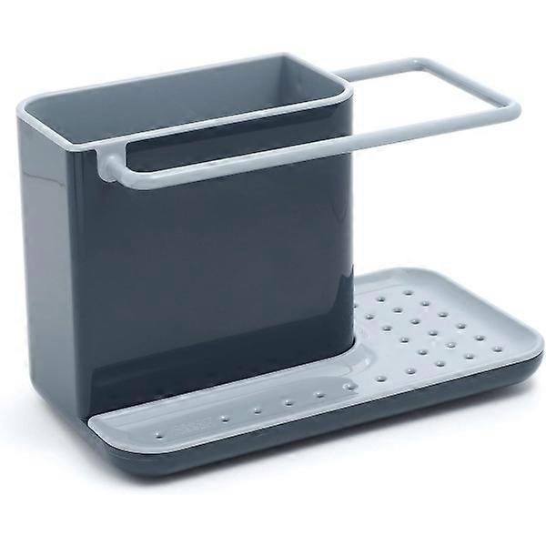 Sink Storage/Organizer with Integrated Drain, Holder for Sponge, Brush, Detergent and Dishcloth, Removable, Regular Size, Gray-WELLNGS