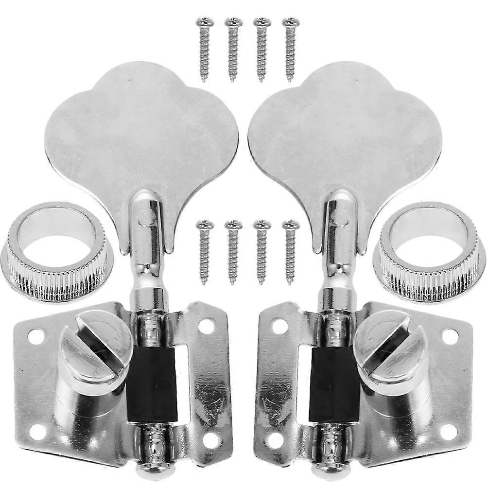 Bass Guitar Tuner Machine Head Tuning Peg Durable Replacement For Electric Bass With Hexagonal Nut Silver 2Set