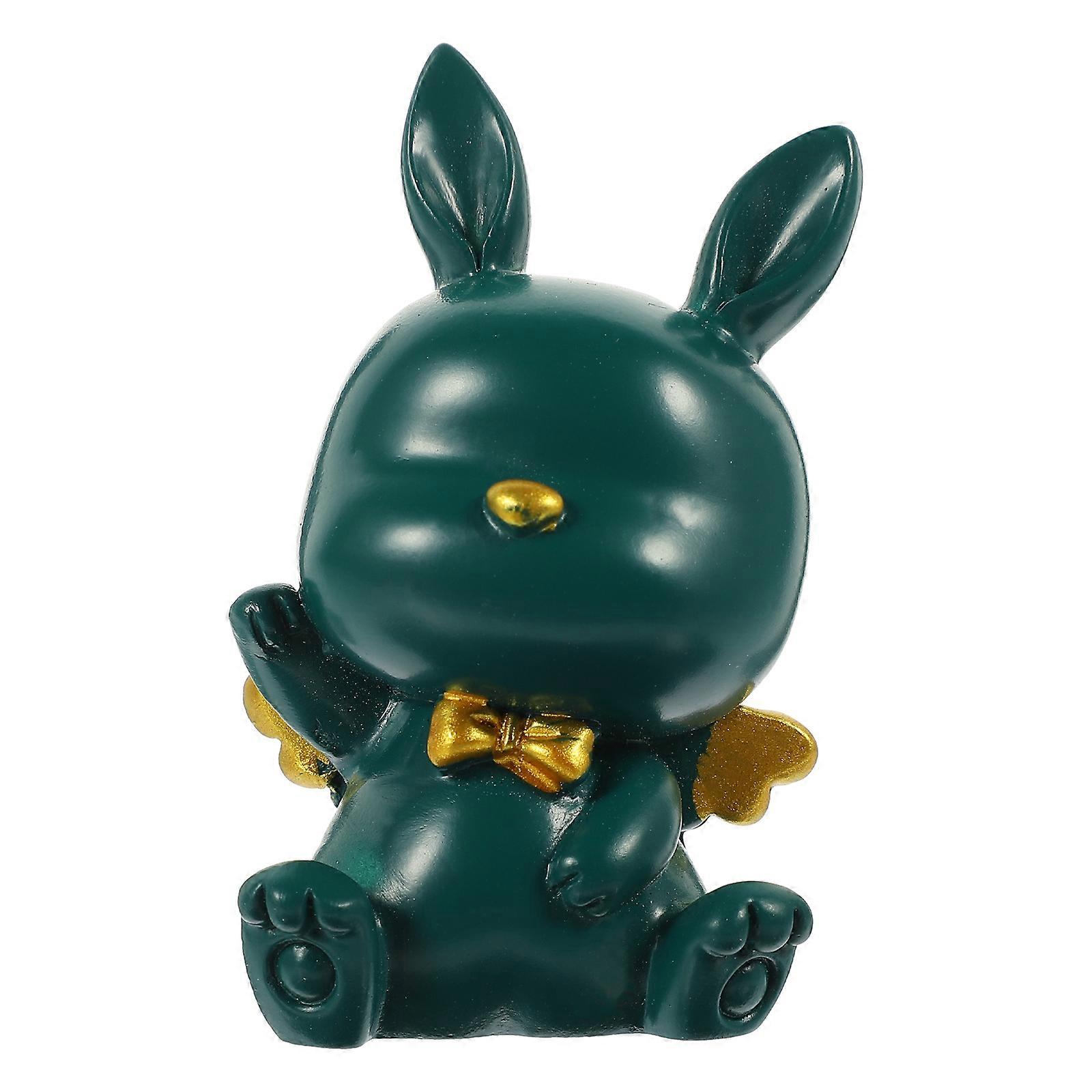 Resin Bunny Decorations Green Desktop Rabbit Statues Compact Space Saving for Desktop Decoration