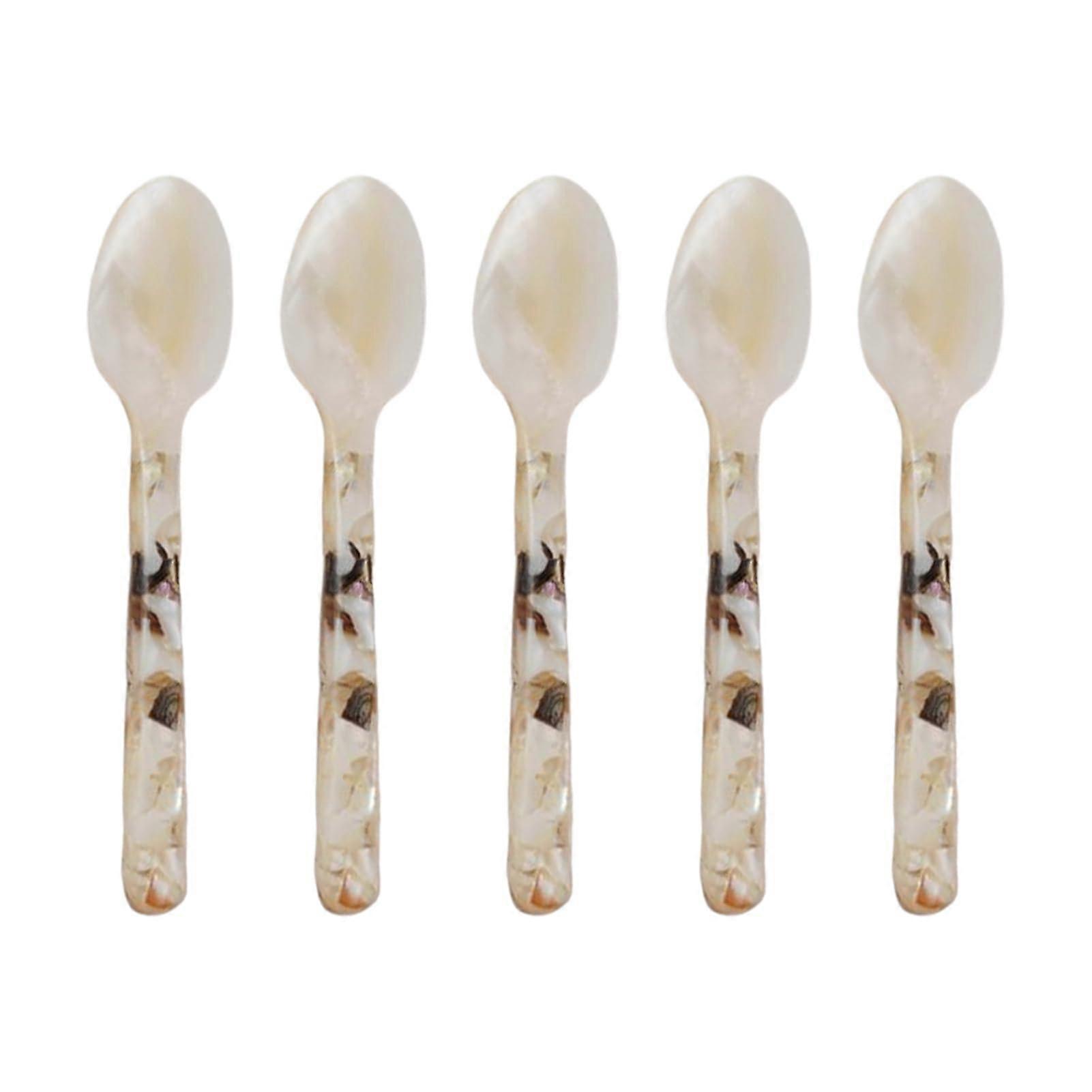 Premium Caviar Spoons Set of 5, Mother of Pearl Decorative Serving Spoons for Caviar and Ice Cream
