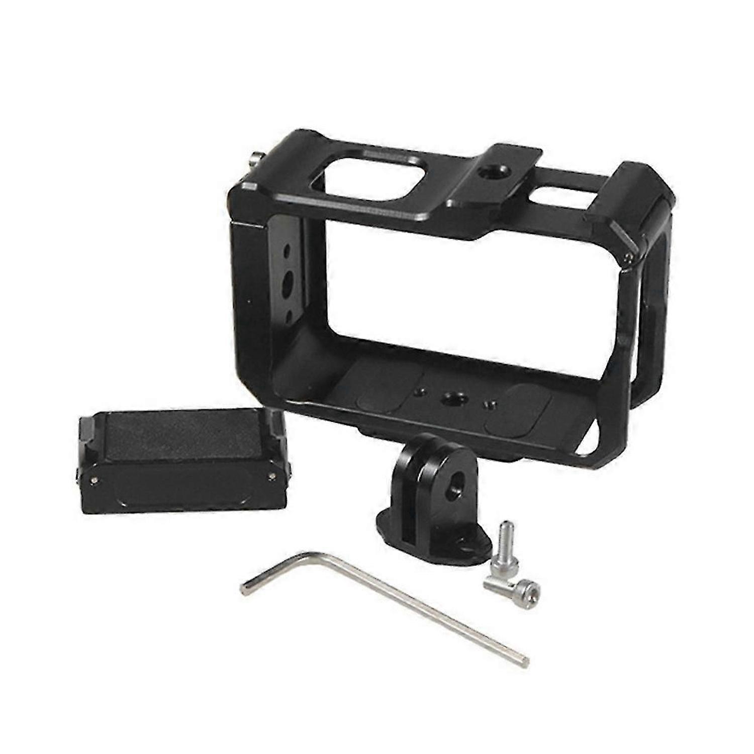 For DJI Action 5Pro 4 3 Camera Cage Rig Protective Case with Cold Shoe, Magnetic Baseplate Bezel Exp