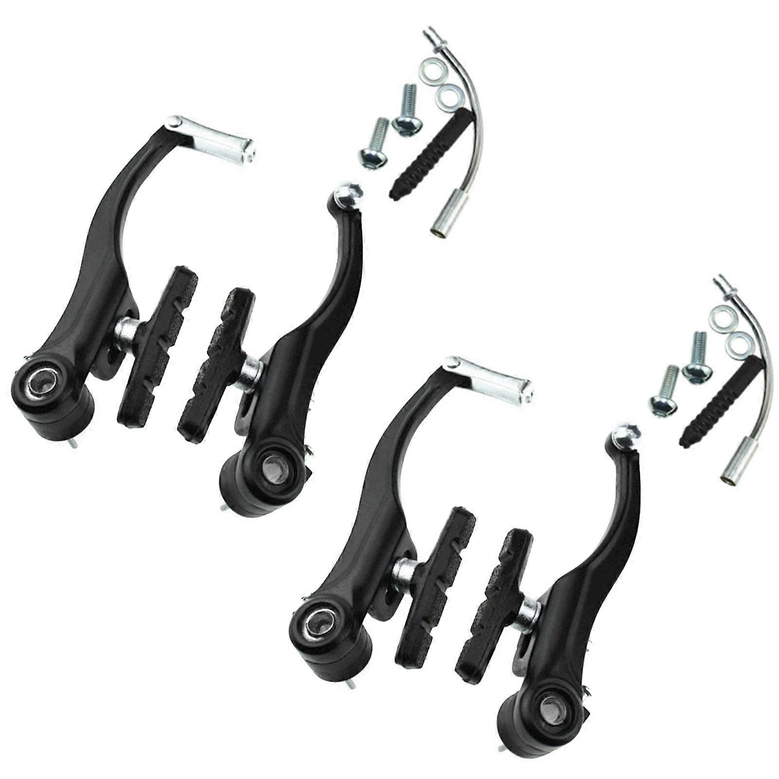 Bicycle Brake Set Front and Rear VBrakes for Mountain and Road Bikes, 2 Pairs, Black and Silver