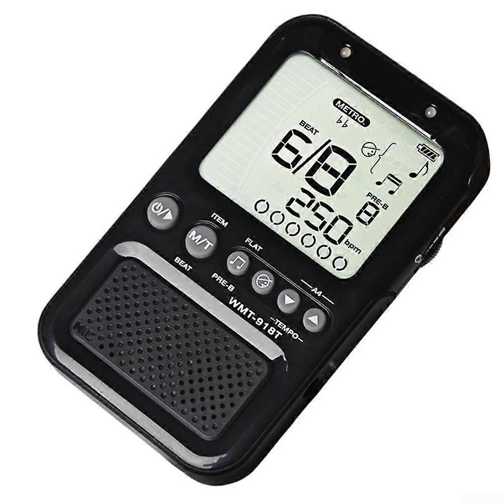 Compact, rechargeable digital metronome, for serious musicians seeking precise timing (black).