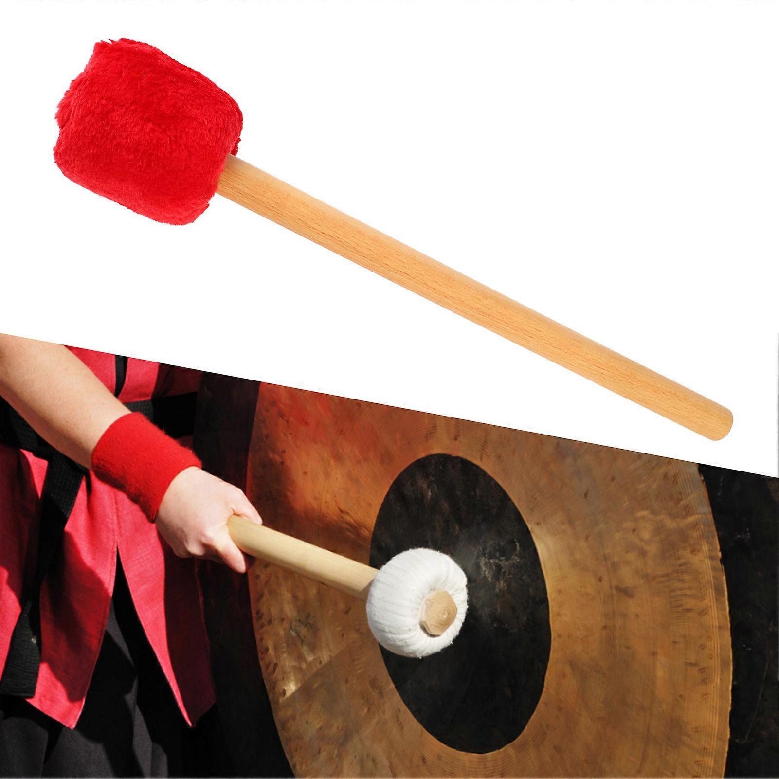 Drum Mallet Soft Felt Head Drumstick with Long Handle for Xylophone Timpani Beater Red 