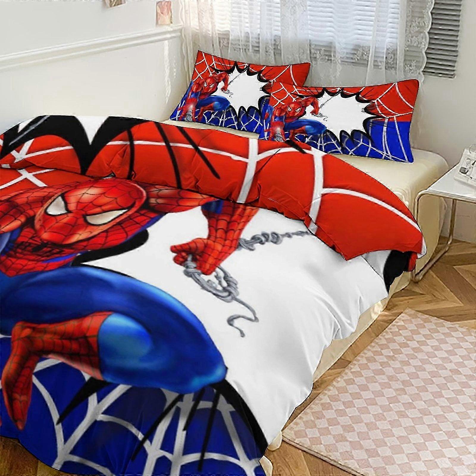 Bedding set JP512 Suitable for Spiderman Crawl 3 Piece Bed Set - Includes Reversible Comforter & Sheet Set - Fade Resistant Microfiber TH512