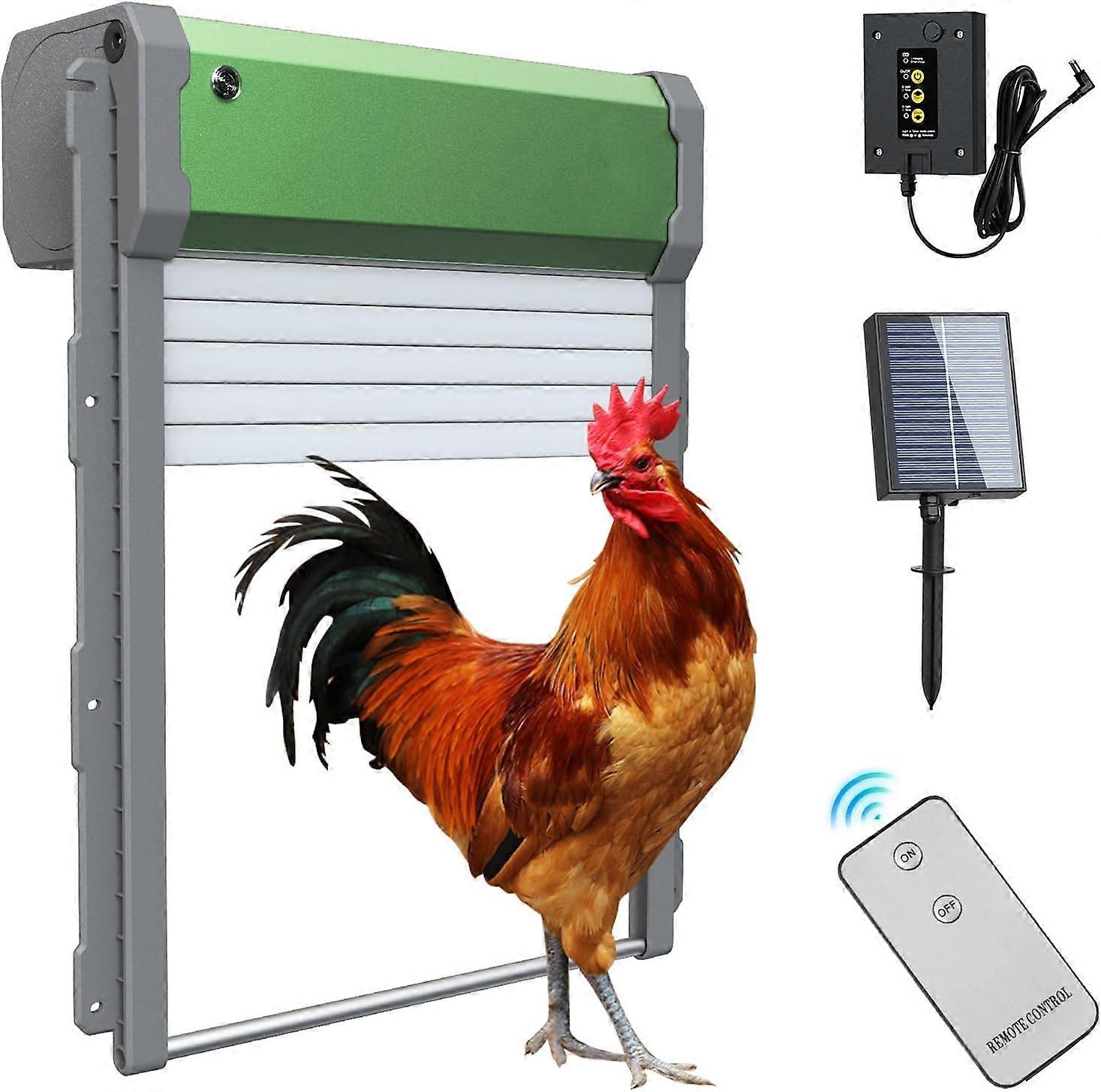 AURA Automatic Chicken Coop Door, Solar Powered Chicken Coop Door with Timer Light Sensor   Control Remote Control, Anti Pinch Design