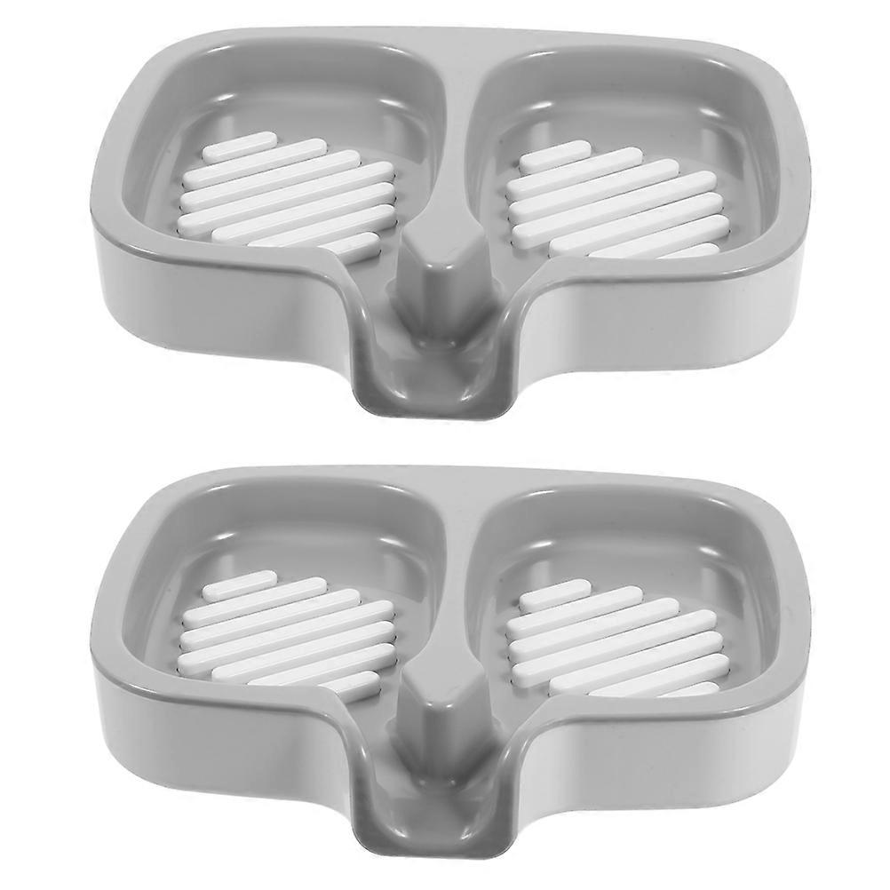 Self-Draining Soap Dish for Bathroom Use White Plastic Wall Mountable 2Pcs