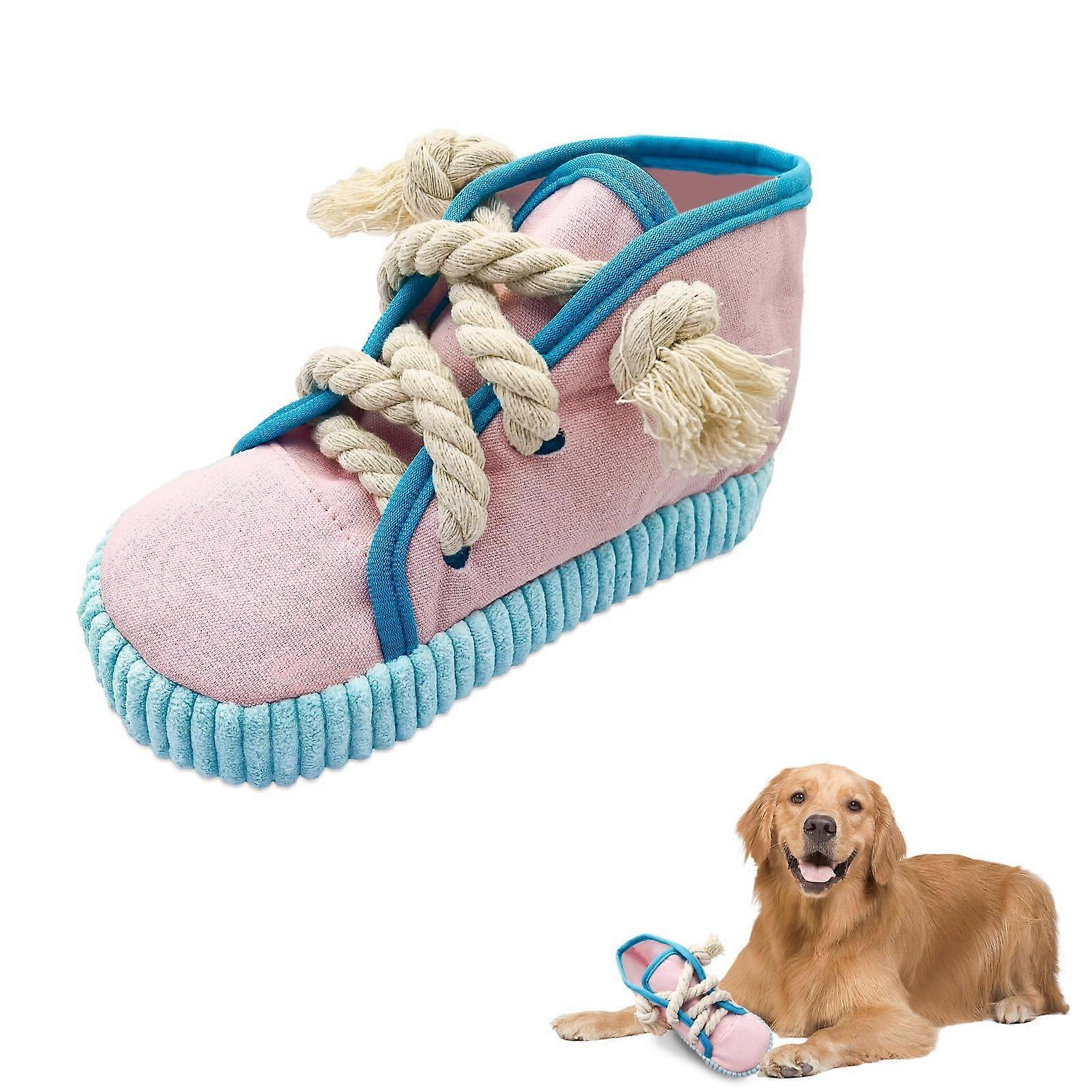 Dog Squeaky Toy, Shoe Shaped Dog Chew Toy with Squeakers to Reduce Boredom for Small Medium Dogs (Pink)