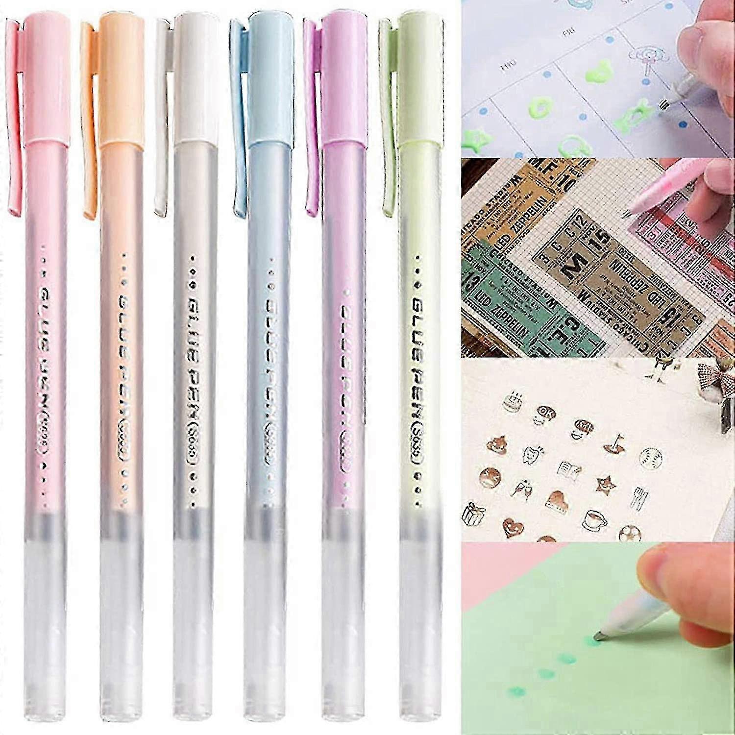 6 Pcs αυτοκόλλητα στυλό κόλλας, λεύκωμα Quick Dry Glue Pen, Crafting Fabric Pen Liquid Glue Pen, πολύχρωμο Quick Dry Glue Pen Set για Scr SZRH A-V